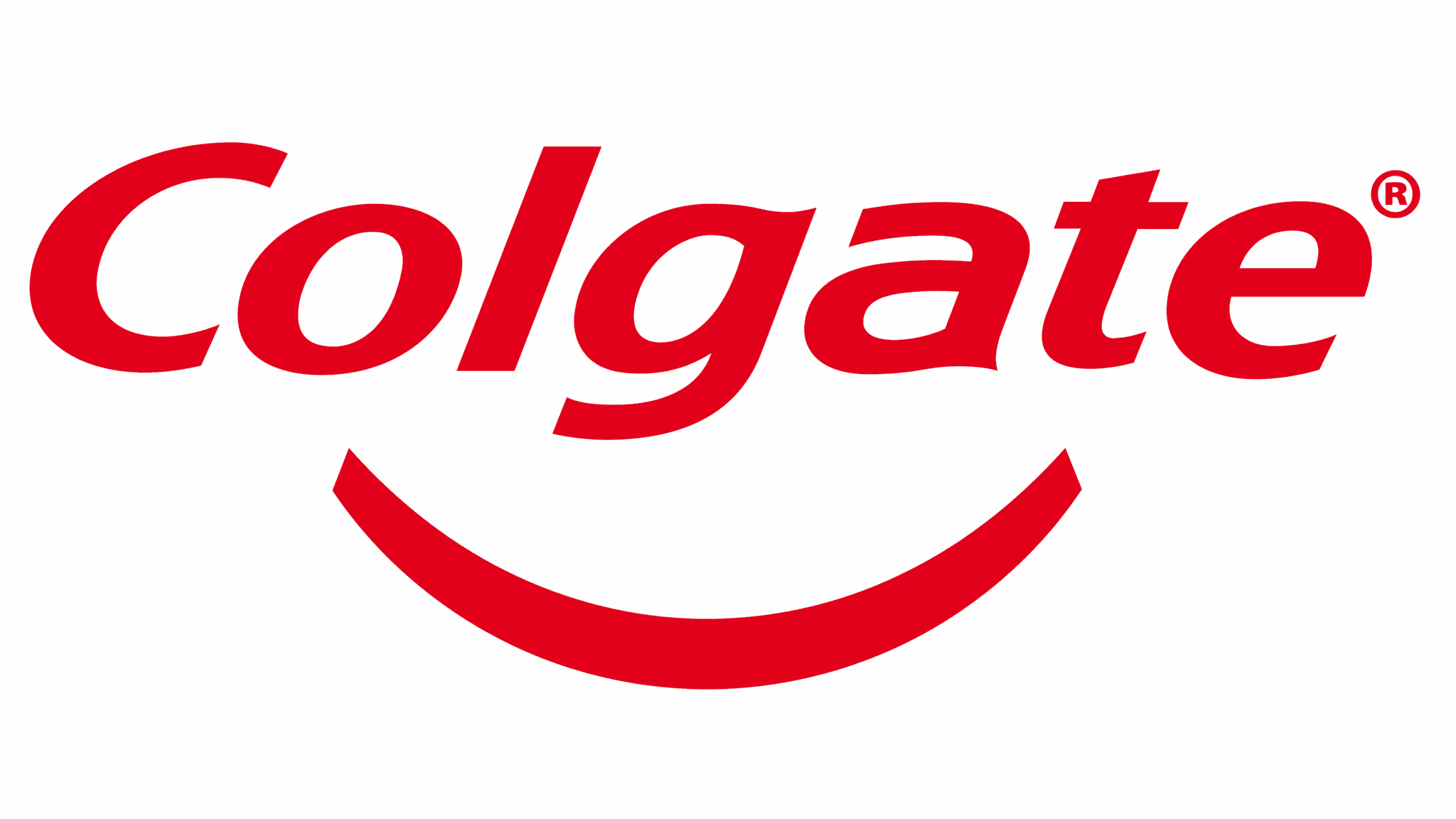 a red logo with an arc below indicating a smile